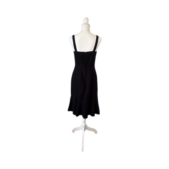 LOFT Black Fit & Flare Midi Dress Size 4 | Square Neck Sleeveless - Picture 3 of 4